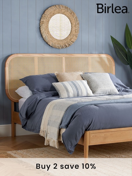 Birlea Oak Elina Rattan & Wooden Bed (F83096) | £595 - £620