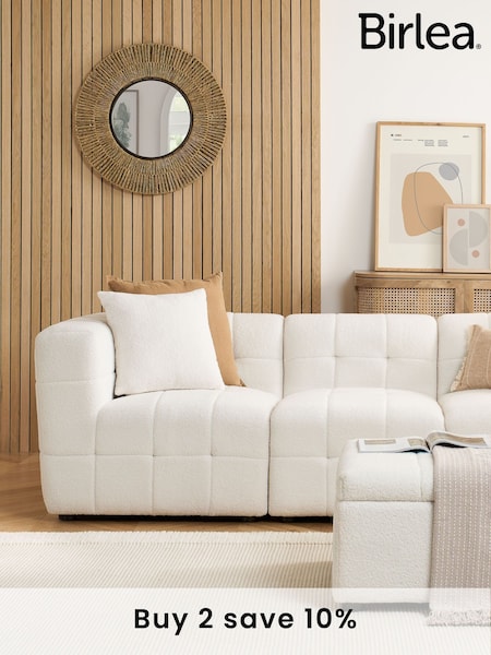 Birlea White Milo Boucle 3 Seater Corner Chaise Sofa (F83099) | £1,209