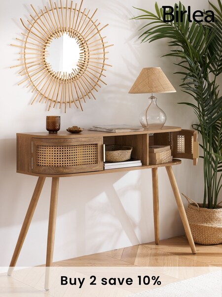 Birlea Brown Noah Rattan Console Table (F83107) | £150