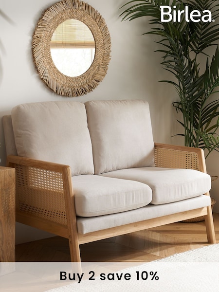 Birlea Brown Ida Rattan & Fabric 2 Seater (F83118) | £352