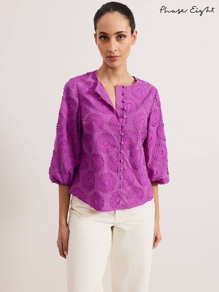 Phase Eight Purple Daisy Poplin Blouse (F83127) | £99