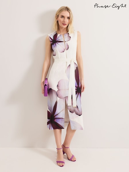 Phase Eight White Nina Linen Dress (F83128) | £149