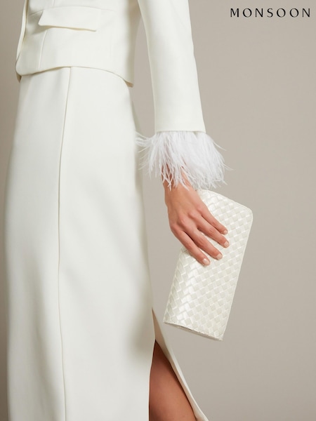 Monsoon Natural Becky Woven Bridal Clutch Bag (F83150) | £55