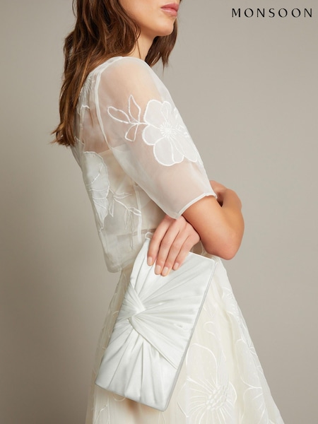 Monsoon Natural Talia Twisted Satin Clutch Bag (F83212) | £45