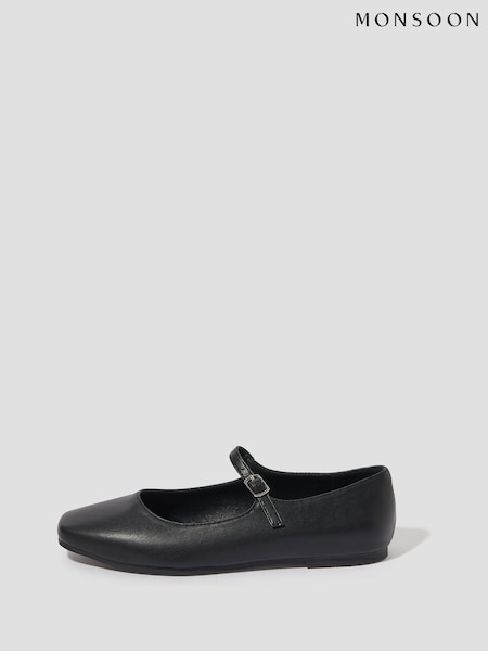 Monsoon Black Crista Mary Jane Ballet Flats (F83243) | £45
