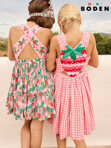 Boden Pink 100% Cotton Zadie Appliqué Back Dress (F83283) | £37 - £42