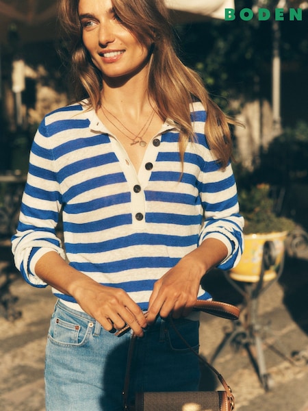 Boden Blue Liv Henley Jumper (F83382) | £86