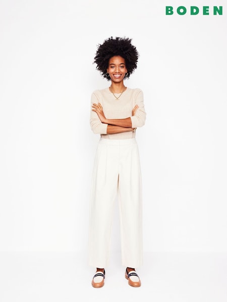 Boden White Bloomsbury 100% Cotton Trousers (F83389) | £112