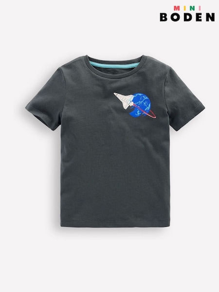 Boden Grey Front and Back Graphic 100% Cotton T-Shirt (F83418) | £17 - £19