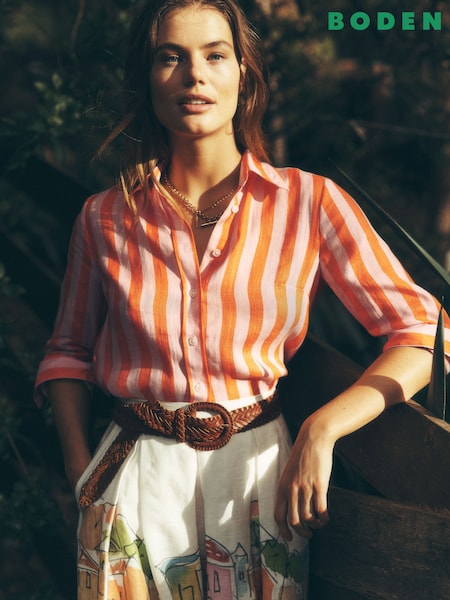 Boden Pink Sienna Linen Shirt (F83423) | £80