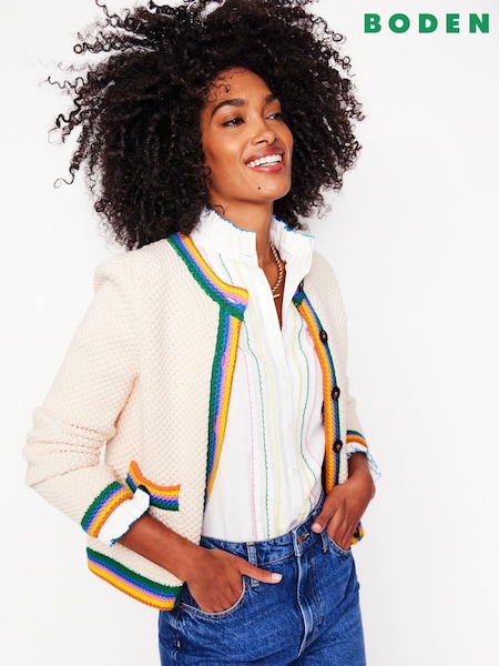 Boden Cream Libby Knitted Jacket (F83441) | £140