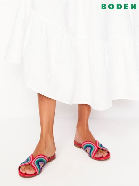 Boden Red Striped Flat Sandals (F83443) | £120