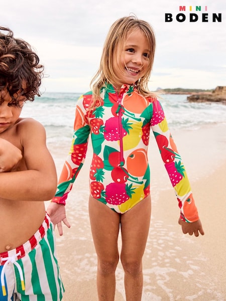 Boden Red Long-Sleeved Swimsuit (F83519) | £25 - £29