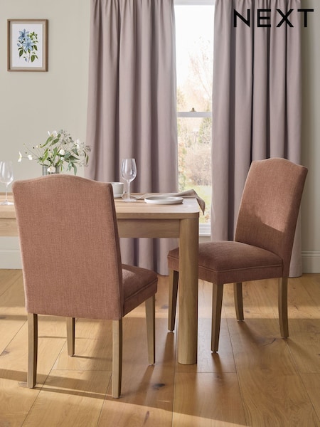 Set of 2 Rust Brown Relaxed Linen Look Malvern Dining Chairs (F83572) | £250