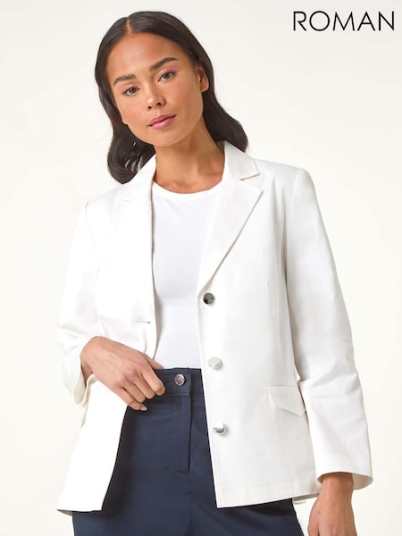 Roman White Petite Cotton Stretch Jacket (F83677) | £55