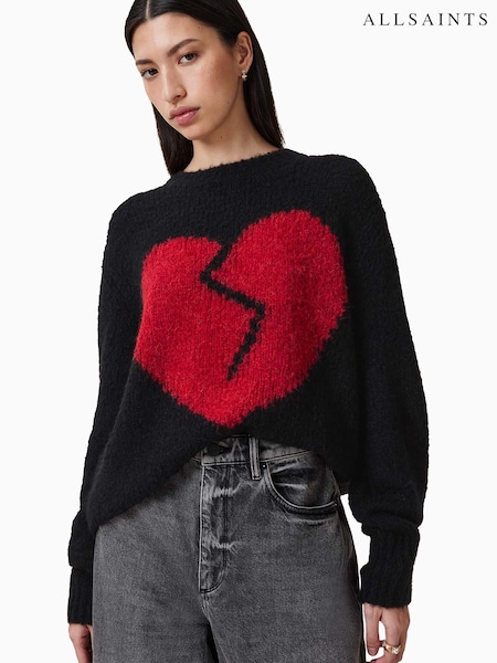 AllSaints Black Luvheart Crew Jumper (F83734) | £179