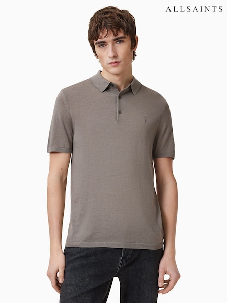 AllSaints Brown Mode Merino Polo Shirt (F83736) | £95