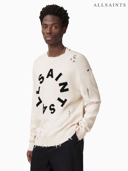 AllSaints White 100% Organic Cotton Diageo Crew Jumper (F83749) | £139