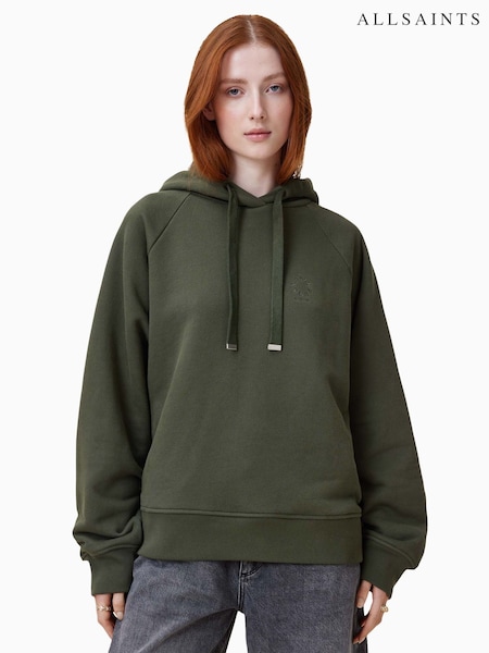 AllSaints Green 100% Organic Cotton Talon Haven Hoodie (F83770) | £129