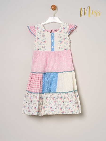Miss Pink Printed Patch Work 100% Cotton Summer Dress (F83780) | £24