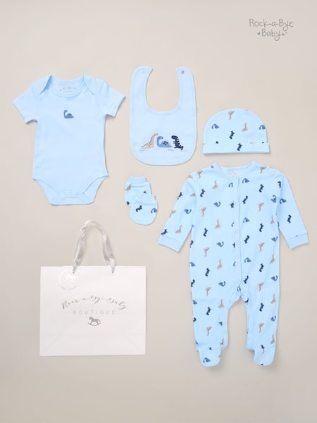 Rock-A-Bye Baby Boutique Blue 100% Cotton 5-Piece Baby Gift Set (F83945) | £25