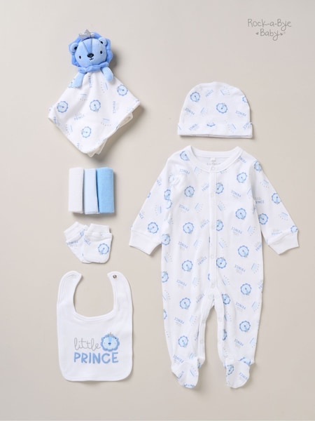 Rock-A-Bye Baby Boutique 100% Cotton Blue 8-Piece All in One Baby Gift Set (F83948) | £30