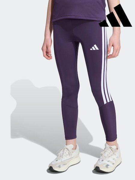 adidas Purple Train Essentials 3-Stripes Kids Leggings (F83959) | £18
