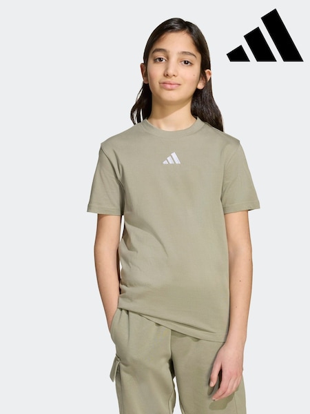 adidas Khaki Green Essentials Kids T-Shirt (F83969) | £12