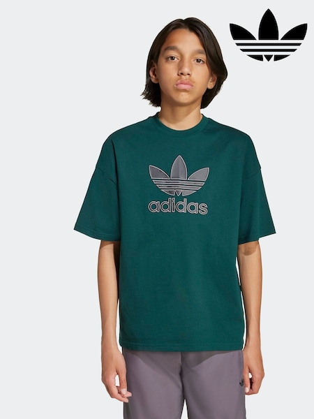 adidas Originals Dark Green Oversize Trefoil T-Shirt (F83989) | £15