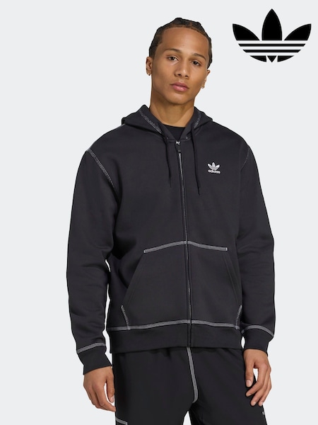 adidas Originals Black Essentials Fleece Zip Hoodie (F84005) | £60
