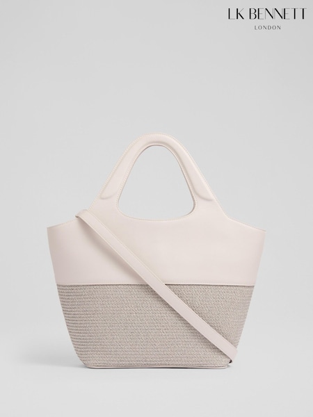 LK Bennett Brown Carly Mushroom Paper Fabric Blend Cross-Body Tote Bag (F84023) | £149
