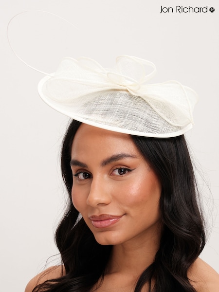 Jon Richard White Woven Bow Fascinator (F84040) | £45