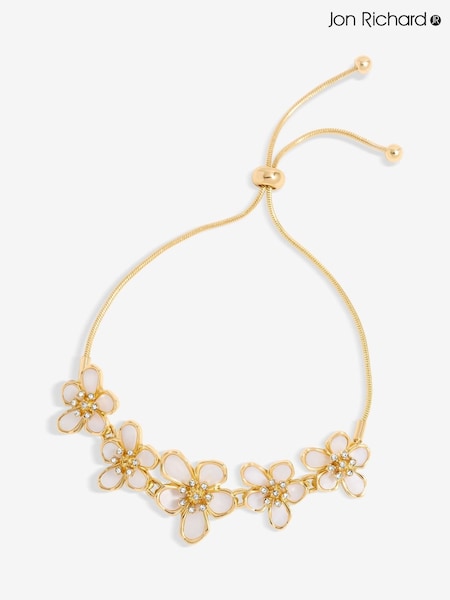 Jon Richard Gold Tone Mother Of Pearl Floral Bracelet (F84053) | £25