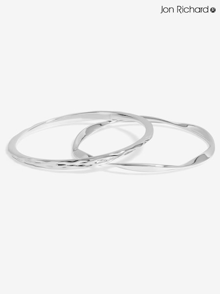 Jon Richard Silver Tone Polished Bangles 2 Pack (F84061) | £20