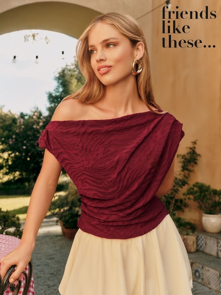 Friends Like These Red Zebra Off The Shoulder Top (F84167) | £38