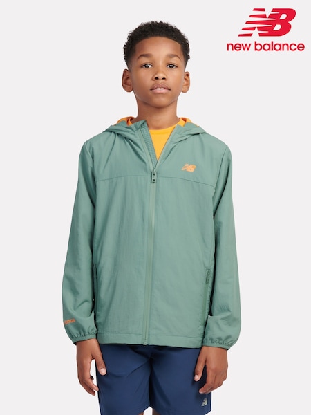 New Balance Green Kids Athletics Woven Mesh Lined Jacket (F84203) | £75 - £90