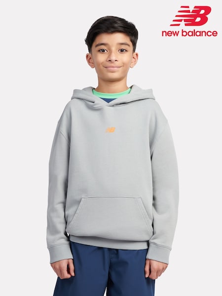 New Balance Grey Kids Fitness Centre Illustrated Back Graphic 100% Cotton Hoodie (F84214) | £55 - £66