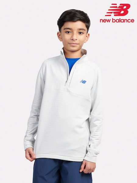 New Balance Grey Kids Heat Grid Quarter Zip Sweatshirt (F84251) | £50 - £60