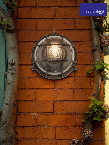 Searchlight Black Silver and Clear Harbour Round Outdoor Light (F84398) | £45