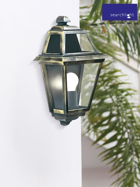 Searchlight Black and Gold Cannes Outdoor Wall Light (F84414) | £58