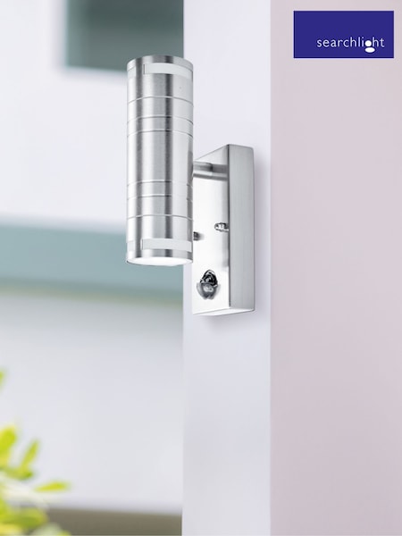 Searchlight Stainless Steel Liberty Double Outdoor PIR Wall Light (F84426) | £70