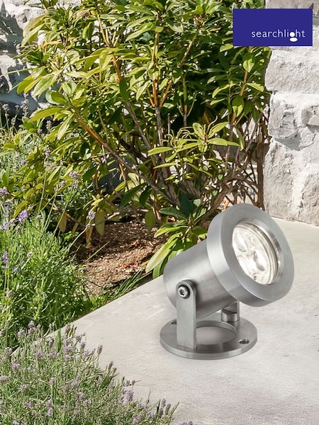 Searchlight Satin Silver Apex LED Outdoor Spotlight (F84447) | £68