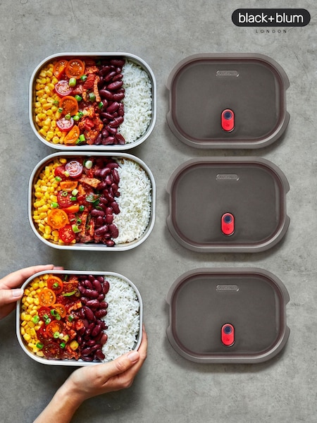 Black & Blum Grey/Red 600 ml Microwavable Steel Multifunction Meal Prep Set (F84453) | £43