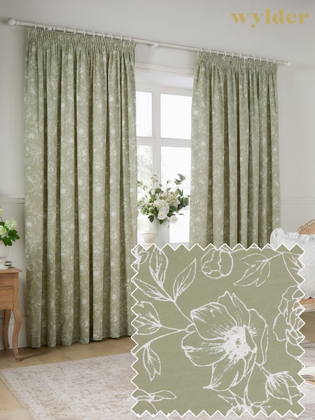 Wylder Sage Bella Pencil Pleat Curtains (F84467) | £40 - £98