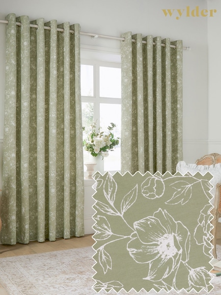 Wylder Sage Bella Eyelet Curtains (F84482) | £40 - £98