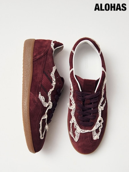 Alohas Burgundy Red Crochet Leather Trainers (F84488) | £160