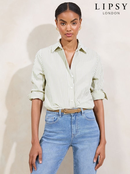 Lipsy Green Stripe Poplin Shirt (F84513) | £34