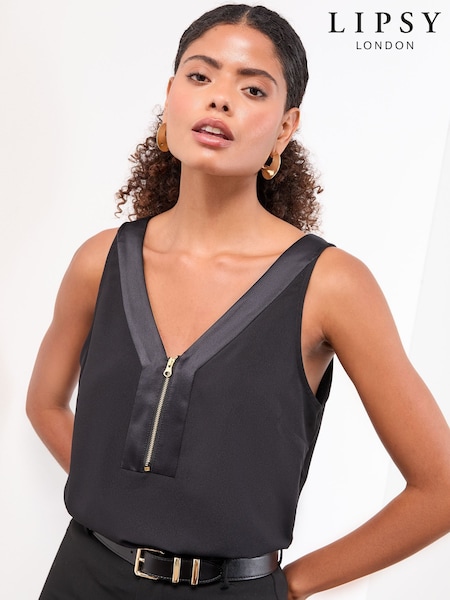 Lipsy Black Zip front Vest (F84520) | £26