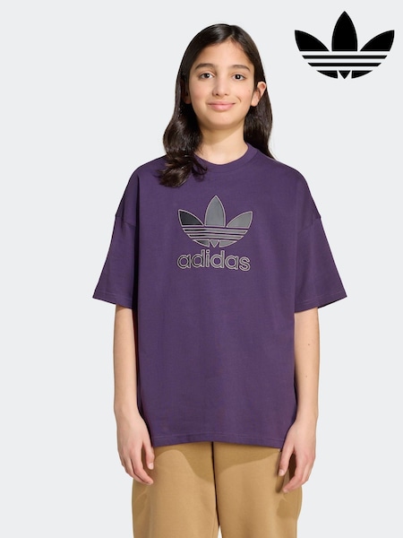 adidas Originals Purple Oversize Trefoil T-Shirt (F84649) | £15