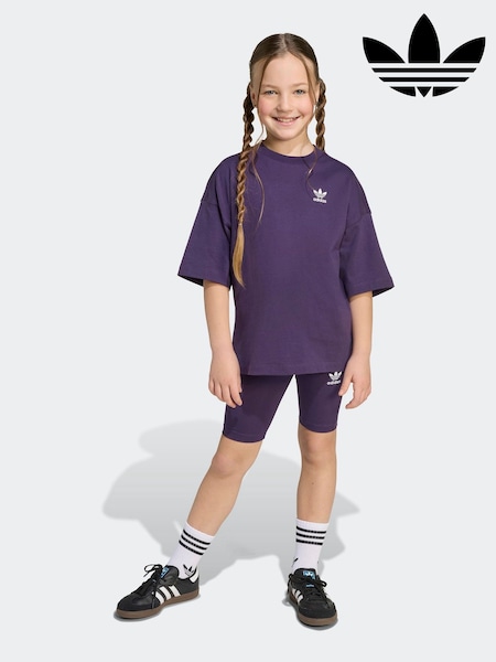 Purple Little Kids T-Shirt and Cycling Shorts Set (F84696) | £33